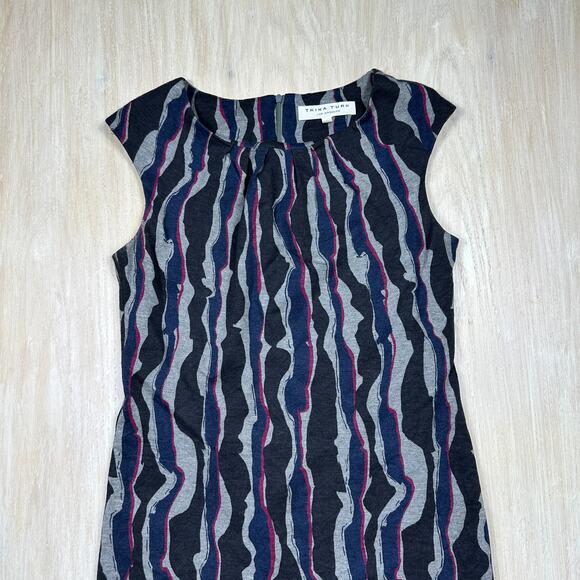 Trina Turk Multicolor Wave Stripe Print Career Office Sleeveless Shift Dress 6 - Picture 2 of 13